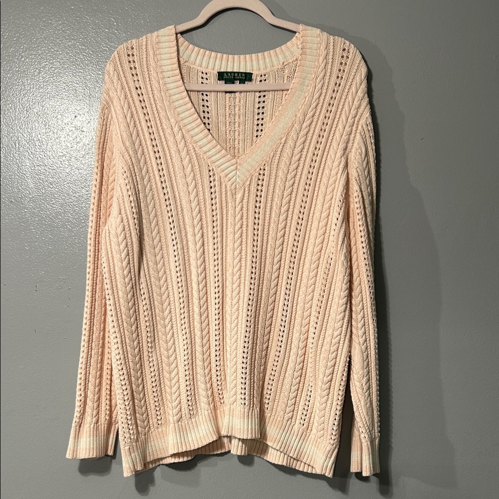 Lauren Ralph Lauren cable knit v-neck sweater
